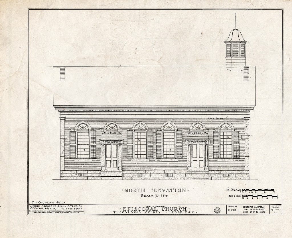 Blueprint HABS Ohio,79-ZOAR,3- (Sheet 2 of 5) - Epsicopal Church, Main Street, Zoar, Tuscarawas County, OH