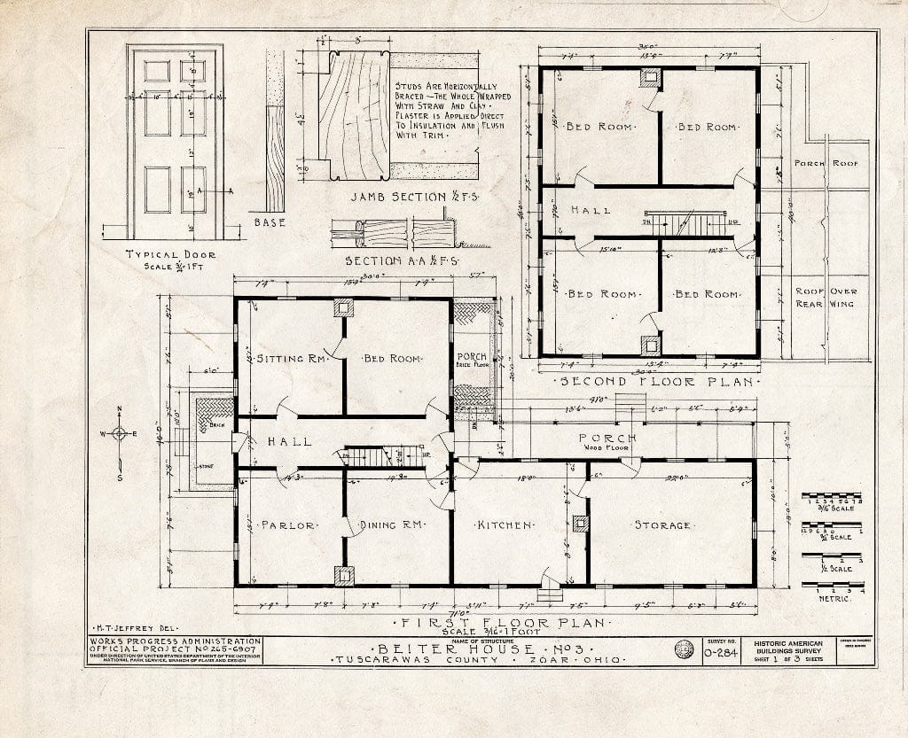Blueprint HABS Ohio,79-ZOAR,6- (Sheet 1 of 3) - Beiter House Number 3, Fourth & Main Streets, Zoar, Tuscarawas County, OH