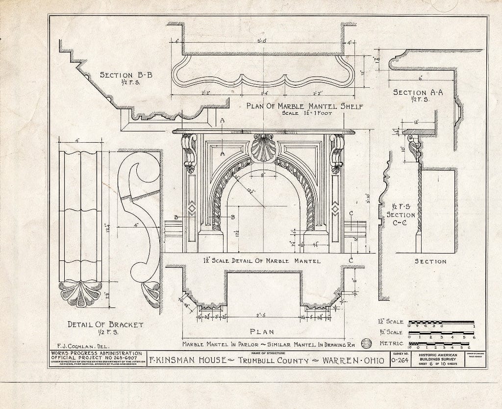 Blueprint HABS Ohio,78-WAR,1- (Sheet 6 of 10) - Judge Frederick Kinsman House, 303 Mahoning Avenue, Warren, Trumbull County, OH