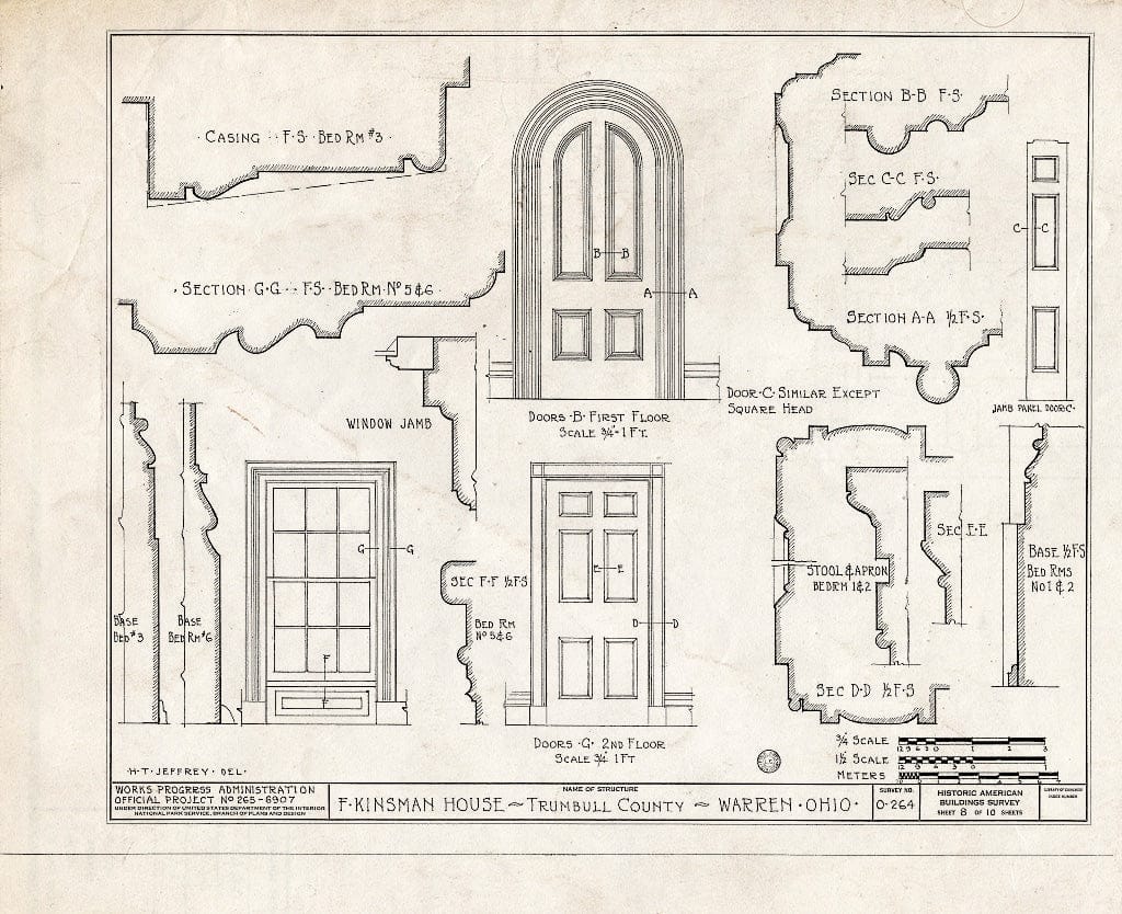 Blueprint HABS Ohio,78-WAR,1- (Sheet 8 of 10) - Judge Frederick Kinsman House, 303 Mahoning Avenue, Warren, Trumbull County, OH