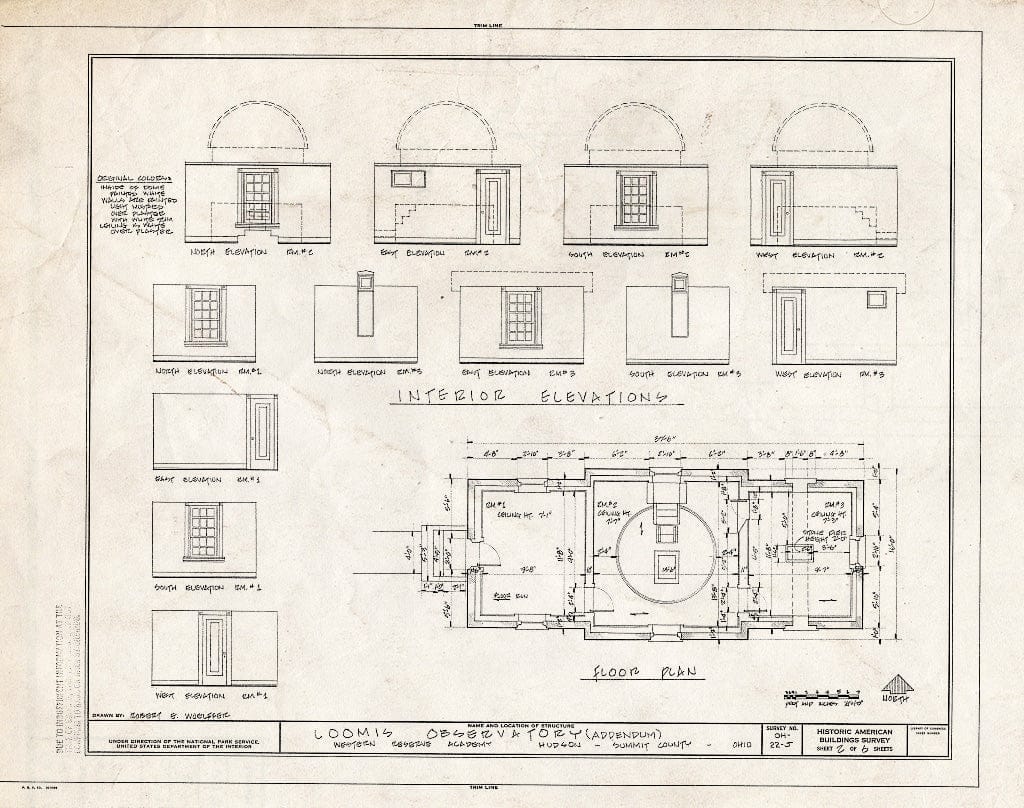Blueprint HABS Ohio,77-HUD,2C- (Sheet 3 of 6) - Western Reserve Academy, Loomis Observatory, Western Reserve University, Hudson, Summit County, OH