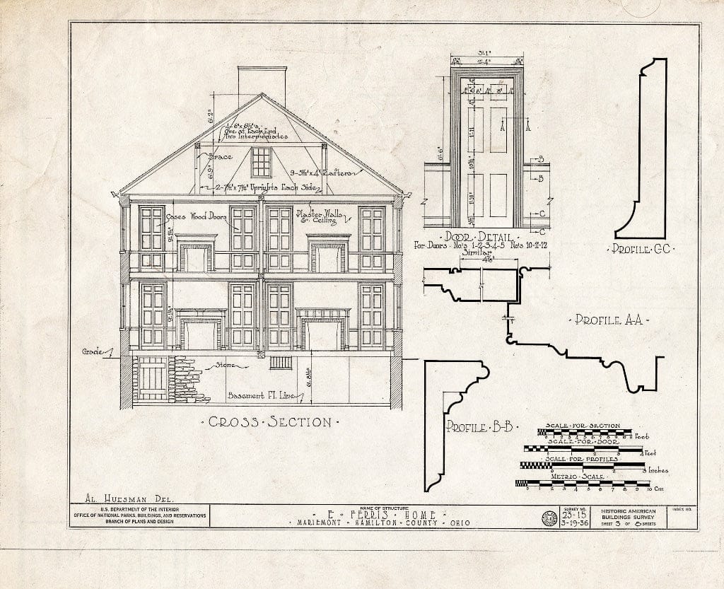 Blueprint HABS Ohio,31-MARMO,1- (Sheet 3 of 8) - Elithalet Ferris House, 3905 Plainville Road, Mariemont, Hamilton County, OH