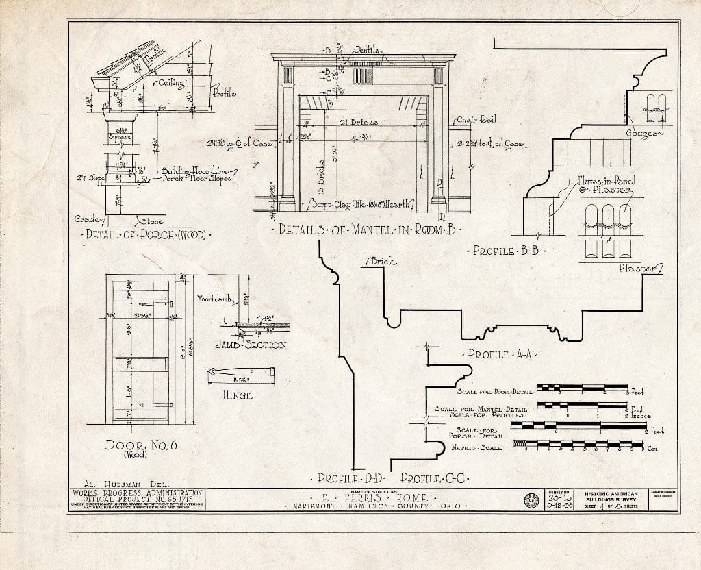 Blueprint HABS Ohio,31-MARMO,1- (Sheet 4 of 8) - Elithalet Ferris House, 3905 Plainville Road, Mariemont, Hamilton County, OH