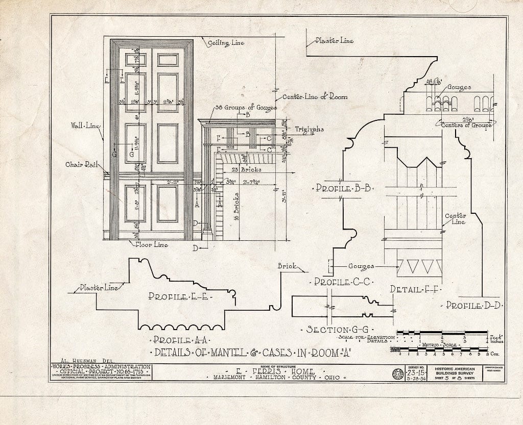 Blueprint HABS Ohio,31-MARMO,1- (Sheet 5 of 8) - Elithalet Ferris House, 3905 Plainville Road, Mariemont, Hamilton County, OH