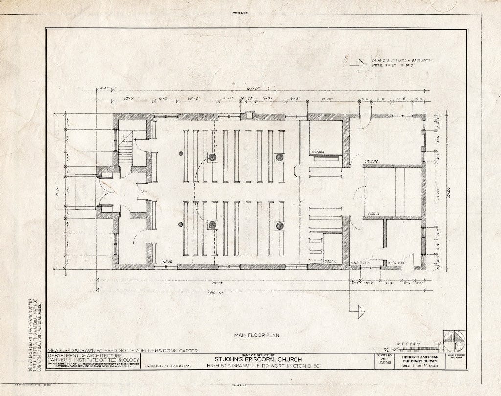 Blueprint HABS OHIOI,25-Worth,1- (Sheet 2 of 10) - St. John's Episcopal Church, High Street & Granville Road, Worthington, Franklin County, OH