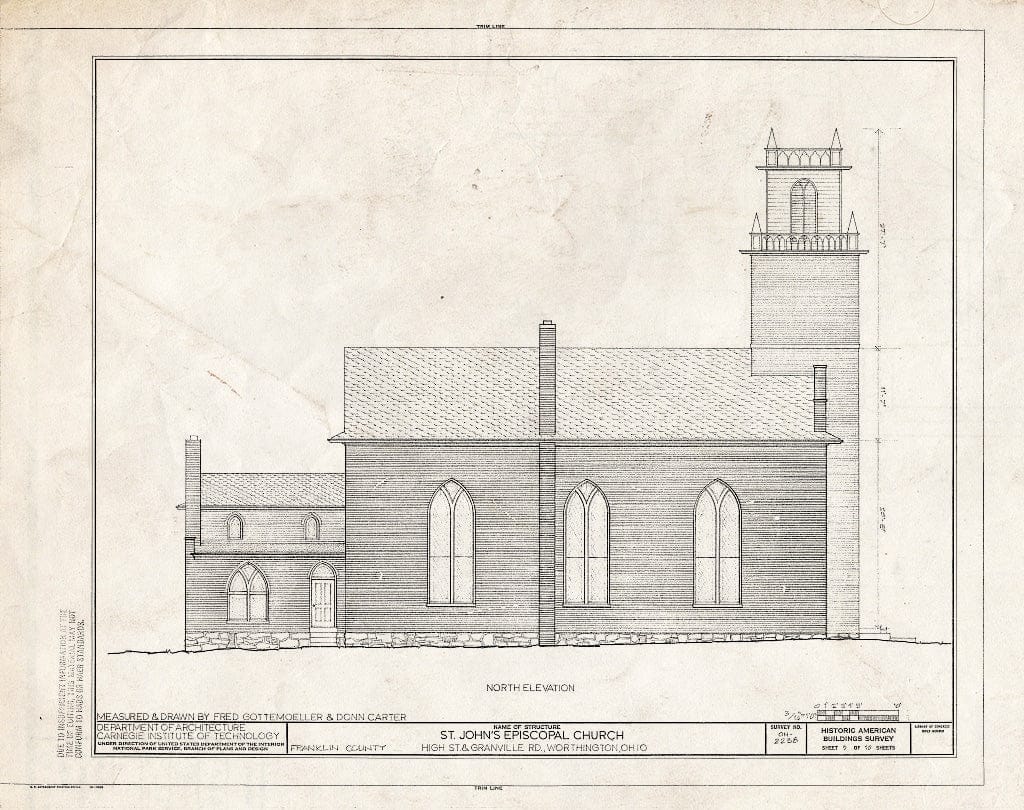 Blueprint HABS OHIOI,25-Worth,1- (Sheet 5 of 10) - St. John's Episcopal Church, High Street & Granville Road, Worthington, Franklin County, OH