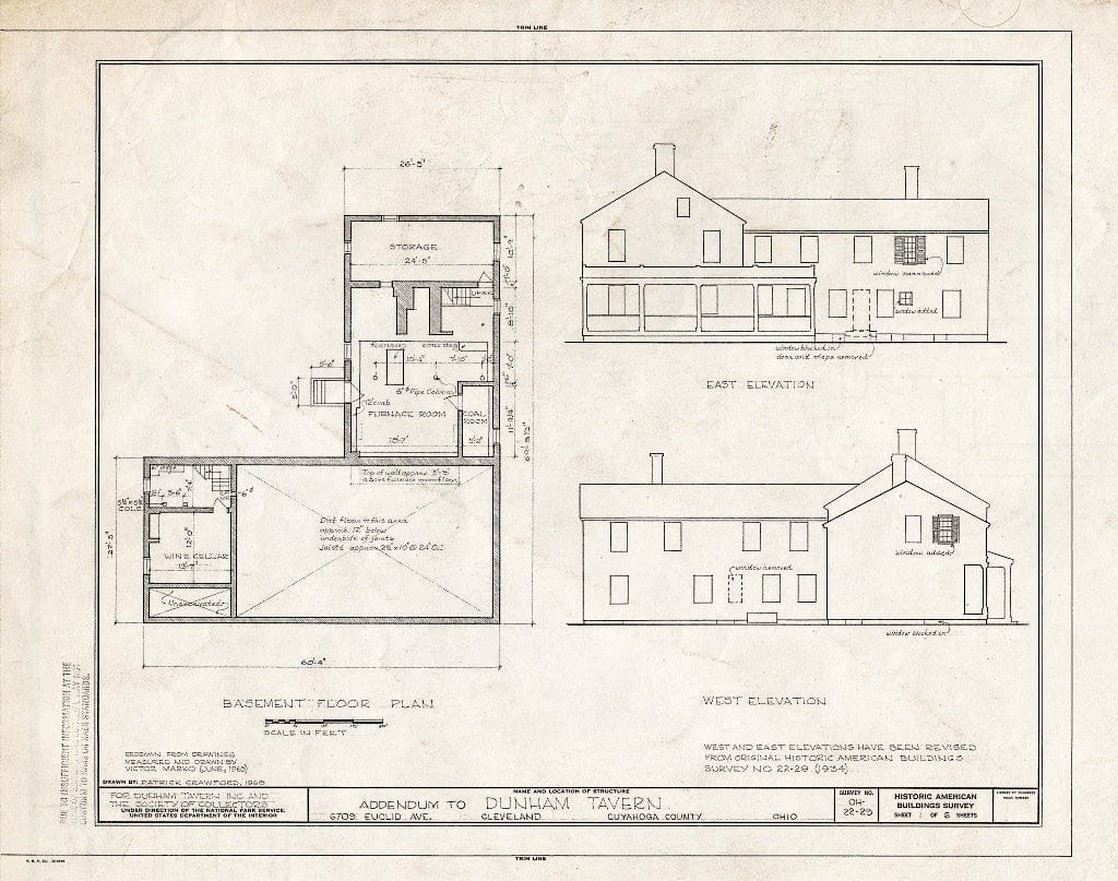 Blueprint HABS Ohio,18-CLEV,1- (Sheet 1 of 6) - Rufus Dunham Tavern, 6709 Euclid Avenue, Cleveland, Cuyahoga County, OH