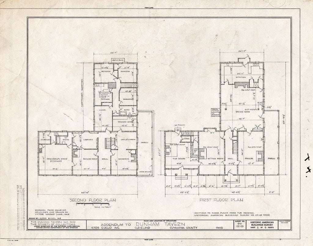 Blueprint HABS Ohio,18-CLEV,1- (Sheet 2 of 6) - Rufus Dunham Tavern, 6709 Euclid Avenue, Cleveland, Cuyahoga County, OH