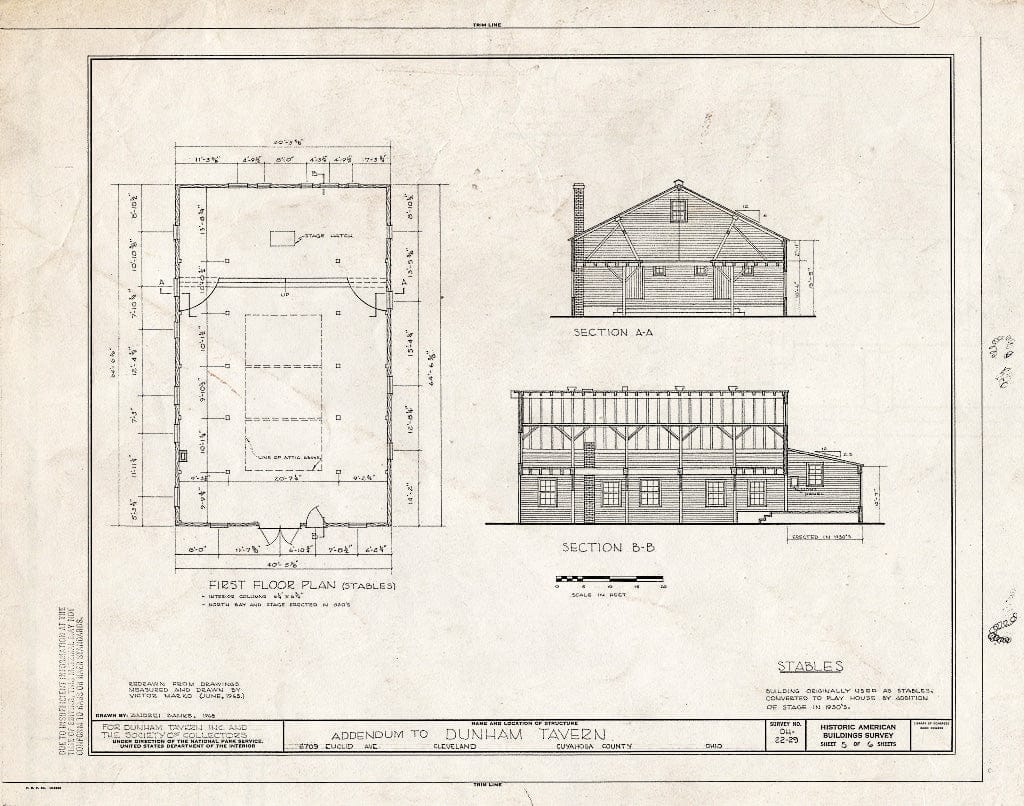 Blueprint HABS Ohio,18-CLEV,1- (Sheet 5 of 6) - Rufus Dunham Tavern, 6709 Euclid Avenue, Cleveland, Cuyahoga County, OH