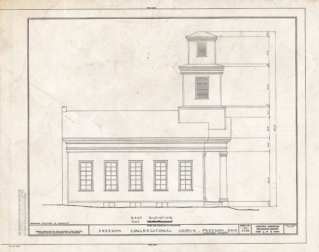 Blueprint HABS Ohio,67-Free,1- (Sheet 6 of 8) - Freedom Congregational Church, Freedom, Portage County, OH