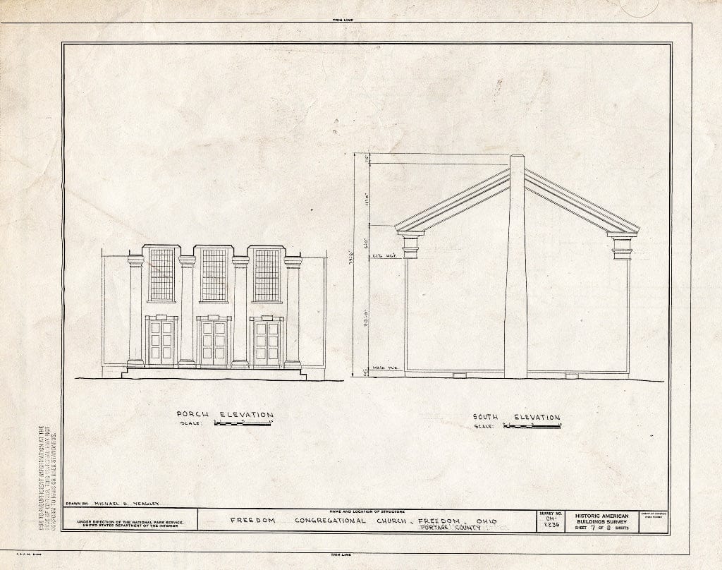 Blueprint HABS Ohio,67-Free,1- (Sheet 7 of 8) - Freedom Congregational Church, Freedom, Portage County, OH
