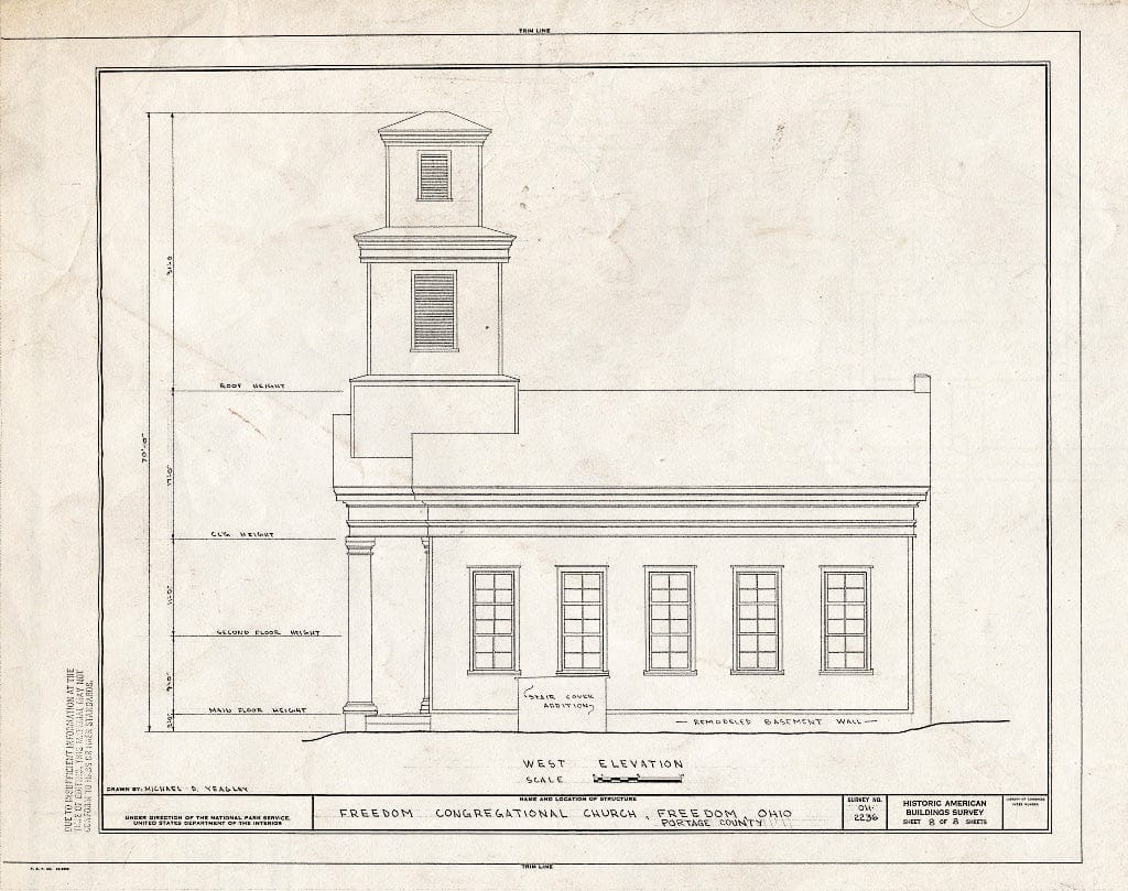 Blueprint HABS Ohio,67-Free,1- (Sheet 8 of 8) - Freedom Congregational Church, Freedom, Portage County, OH