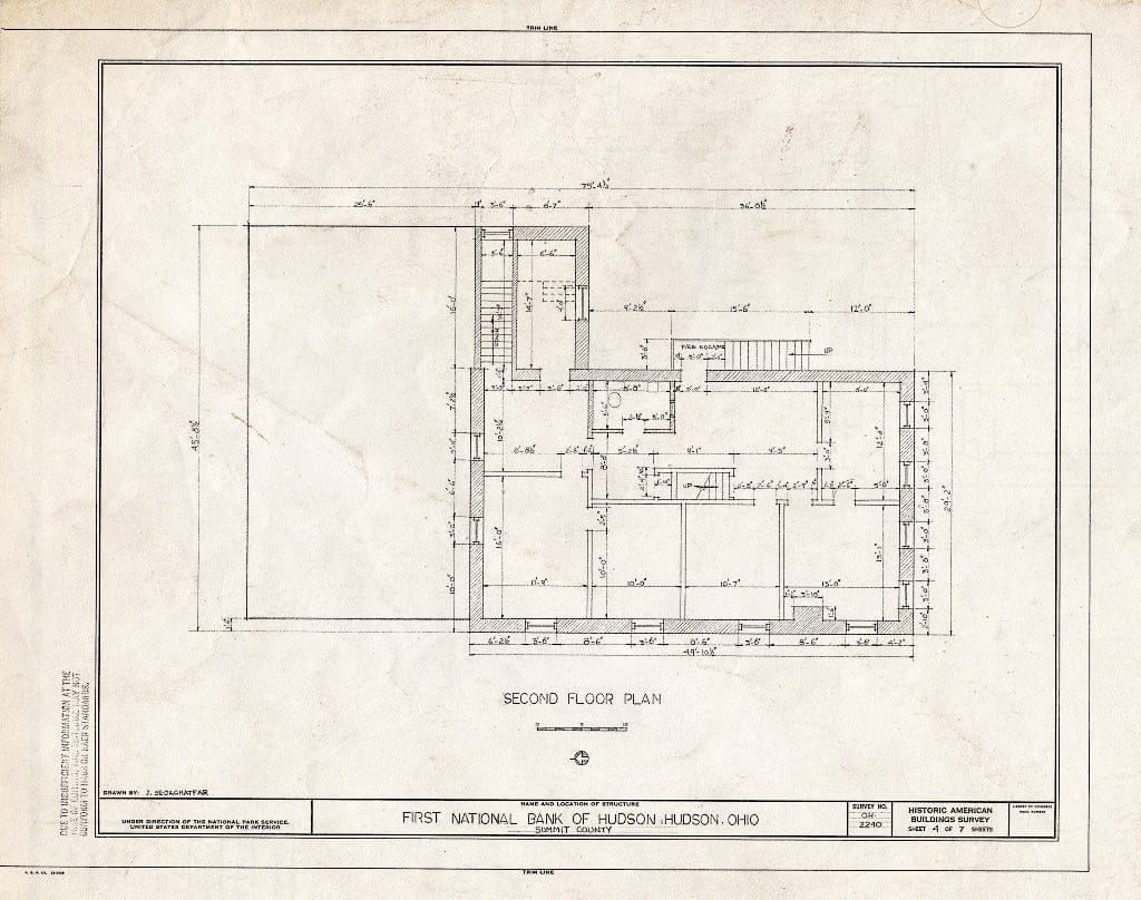 Blueprint HABS Ohio,77-HUD,4- (Sheet 4 of 7) - First National Bank of Hudson, Aurora & Main Streets, Hudson, Summit County, OH
