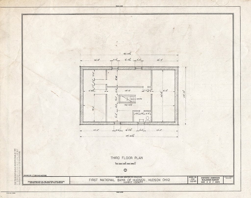 Blueprint HABS Ohio,77-HUD,4- (Sheet 5 of 7) - First National Bank of Hudson, Aurora & Main Streets, Hudson, Summit County, OH