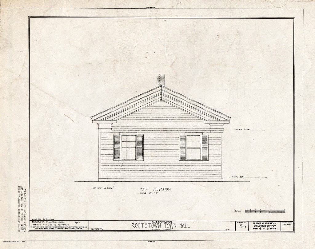 Blueprint HABS Ohio,67-Root,1- (Sheet 4 of 6) - Rootstown Town Hall, State Routes 18 & 44, Rootstown, Portage County, OH