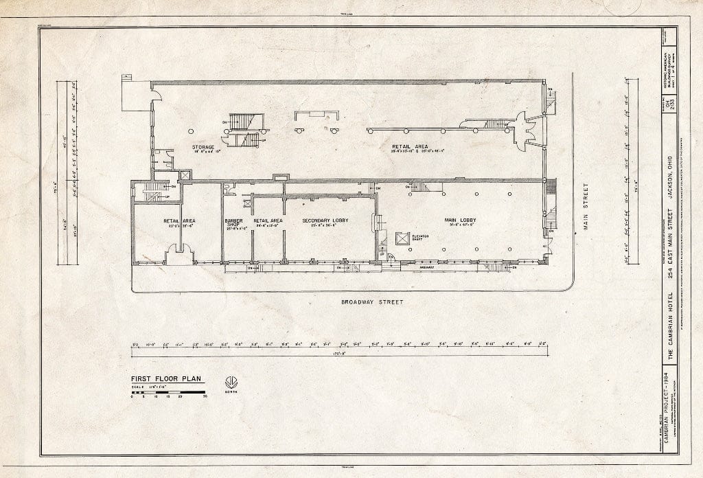 Blueprint HABS Ohio,40-Jack,1- (Sheet 1 of 4) - Cambrian Hotel, 254 East Main Street, Jackson, Jackson County, OH