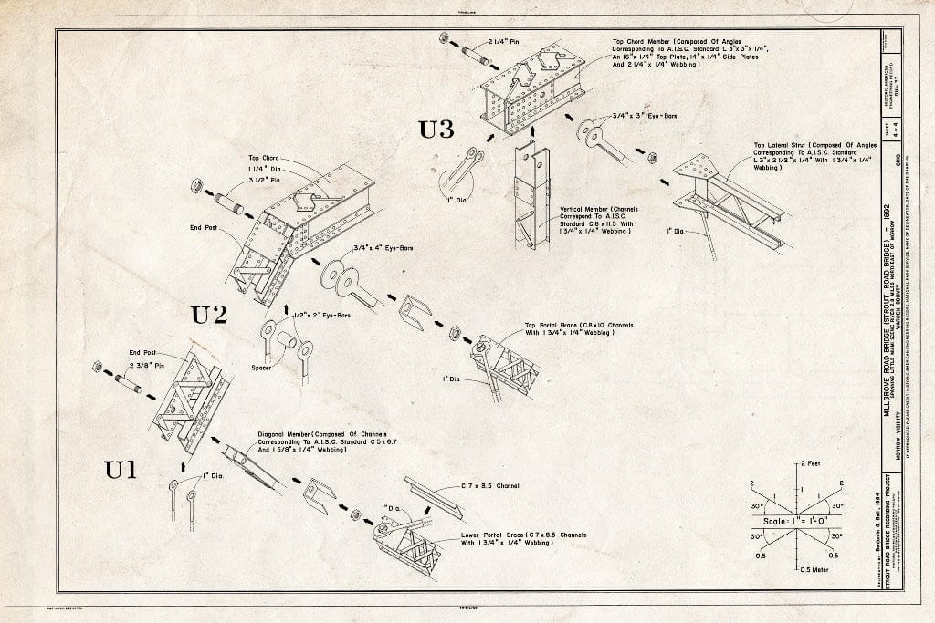 Blueprint HAER Ohio,83-MOR.V,1- (Sheet 4 of 4) - Millgrove Road Bridge, Spanning Little Miami Scenic River at County Road 38, Morrow, Warren County, OH