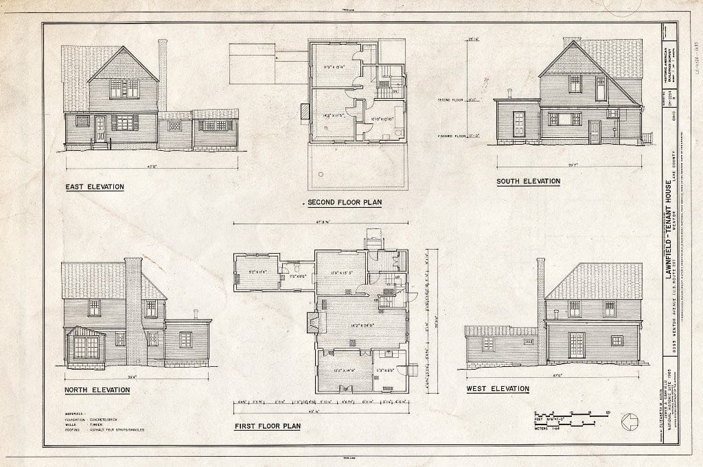 Blueprint HABS Ohio,43-Ment,2B- (Sheet 1 of 1) - Lawnfield, Tenant House, 8095 Mentor Avenue (U.S. Route 20), Mentor, Lake County, OH