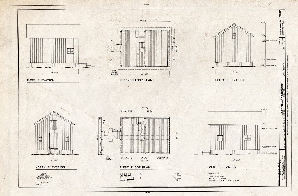 Blueprint HABS Ohio,43-Ment,2C- (Sheet 1 of 1) - Lawnfield, Granary, 8095 Mentor Avenue (U.S. Route 20), Mentor, Lake County, OH