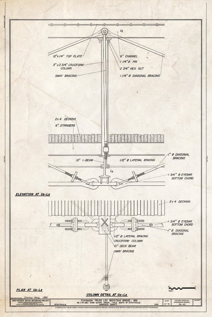 Blueprint HAER Ohio,23-STOVI.V,1- (Sheet 3 of 4) - Fosnaugh Truss Leg Bedstead Bridge, Spanning Scippo Creek at Township Route 128, Stoutsville, Fairfield County, OH