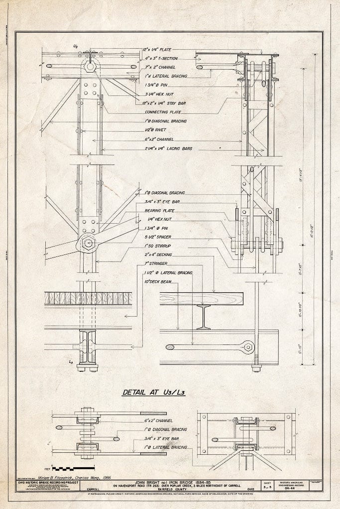 Blueprint HAER Ohio,23-CAR.V,1- (Sheet 3 of 5) - John Bright No. 1 Iron Bridge, Spanning Poplar Creek at Havenport Road (TR 263), Carroll, Fairfield County, OH