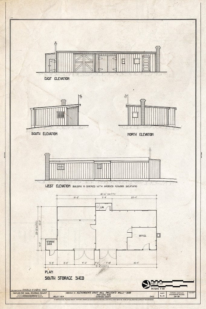 Blueprint HAER Ohio,18-VAVI,2- (Sheet 6 of 6) - Alexander's Grist Mill, Lock 37 on Ohio & Erie Canal, South of Cleveland, Valley View, Cuyahoga County, OH