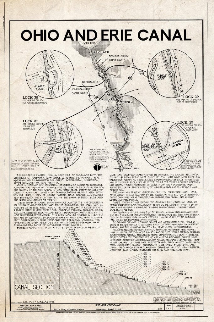 Blueprint HAER Ohio,77-Pen.V,5- (Sheet 1 of 1) - Ohio & Erie Canal, Links Lake Erie at Cleveland & Ohio River at Portsmouth, Peninsula, Summit County, OH