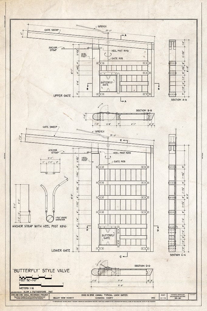Blueprint HAER Ohio,18-VAVI.V,1- (Sheet 2 of 3) - Ohio & Erie Canal, Typical Lock Gates, Canal Road Between Rockside Road & Fitzwater Road, Valley View, Cuyahoga County, OH