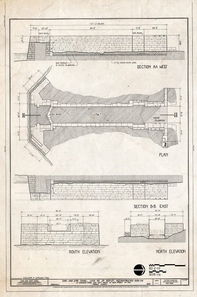 Blueprint HAER Ohio,77-Pen,2- (Sheet 1 of 1) - Ohio & Erie Canal, Lock No. 29, On Cuyahoga River, 600 feet North of Main Street (Route 303), Peninsula, Summit County, OH