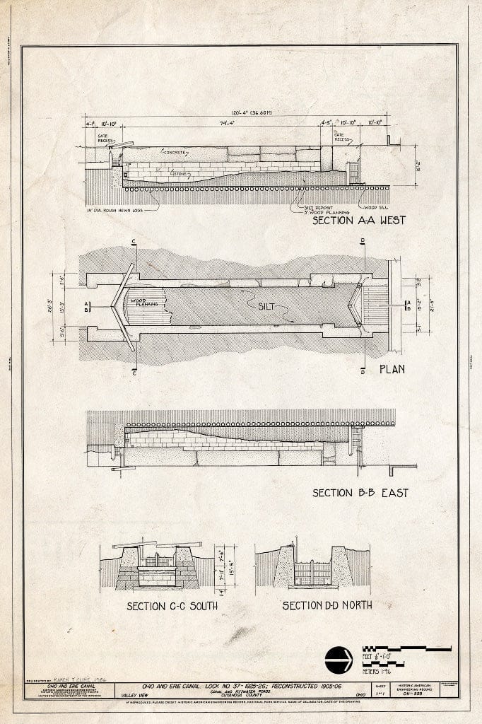 Blueprint HAER Ohio,18-VAVI,6- (Sheet 1 of 1) - Ohio & Erie Canal, Lock No. 37, at Canal & Fitzwater Roads, Valley View, Cuyahoga County, OH