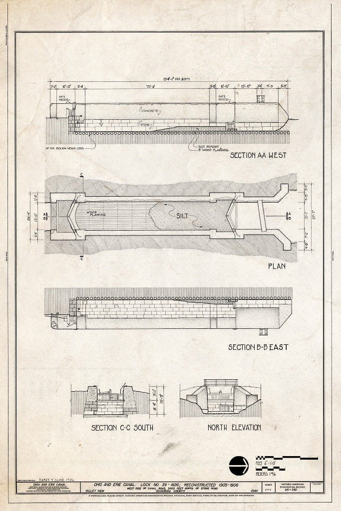 Blueprint HAER Ohio,18-VAVI,4- (Sheet 1 of 1) - Ohio & Erie Canal, Lock No. 39, West Side of Canal Road, 3400 feet North of Stone Road, Valley View, Cuyahoga County, OH