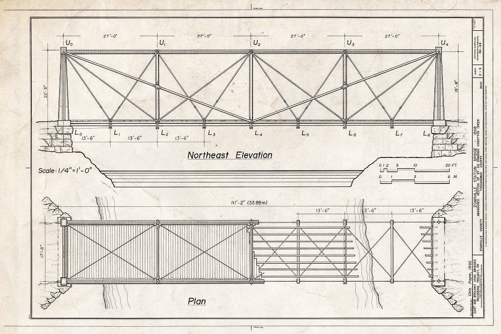 Blueprint HAER Ohio,79-ZOARV.V,1- (Sheet 2 of 3) - Zoarville Station Bridge, Abandoned Section of Route 212 Span Conotton Creek, Zoarville, Tuscarawas County, OH
