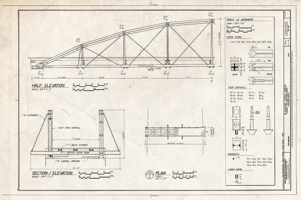 Blueprint HAER Ohio,6-NEWBR,1- (Sheet 2 of 3) - Blackhoof Street Bridge, Spanning Miami-Erie Canal, New Bremen, Auglaize County, OH