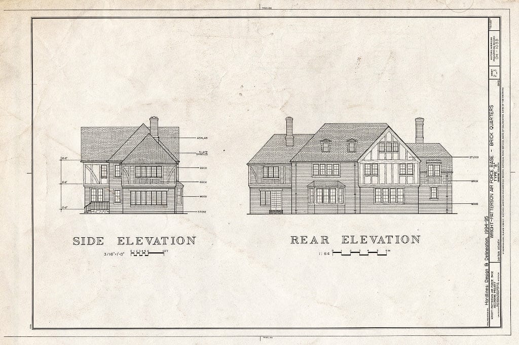 Blueprint HAER Ohio,29-DAYT.V,2B- (Sheet 2 of 3) - Wright-Patterson Air Force Base, Brick Officers' Quarters, Type B, Dayton, Montgomery County, OH