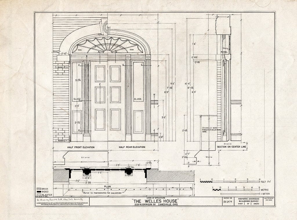 Blueprint HABS OH-2474 (Sheet 1 of 1) - Welles House, 209 Muskingum Avenue, Zanesville, Muskingum County, OH