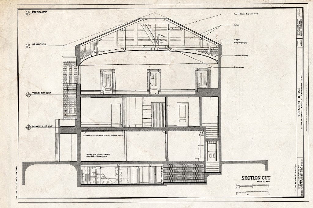 Blueprint Section Cut - Tremont House, 101 East Main Street, Bellevue, Huron County, OH
