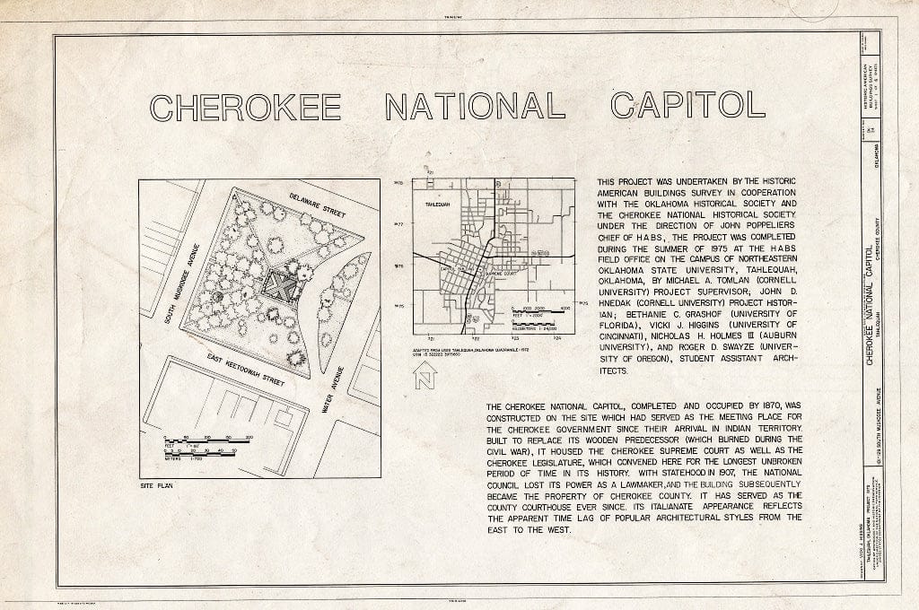 Blueprint HABS OKLA,11-TAHL,2- (Sheet 1 of 6) - Cherokee National Capitol Building, 101-29 South Muskogee Avenue, Tahlequah, Cherokee County, OK