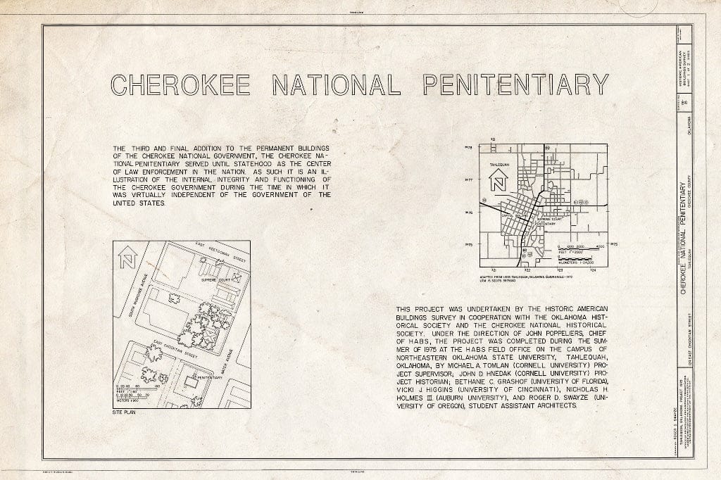 Blueprint HABS OKLA,11-TAHL,4- (Sheet 1 of 2) - Cherokee National Penitentiary, 124 East Choctaw Street, Tahlequah, Cherokee County, OK