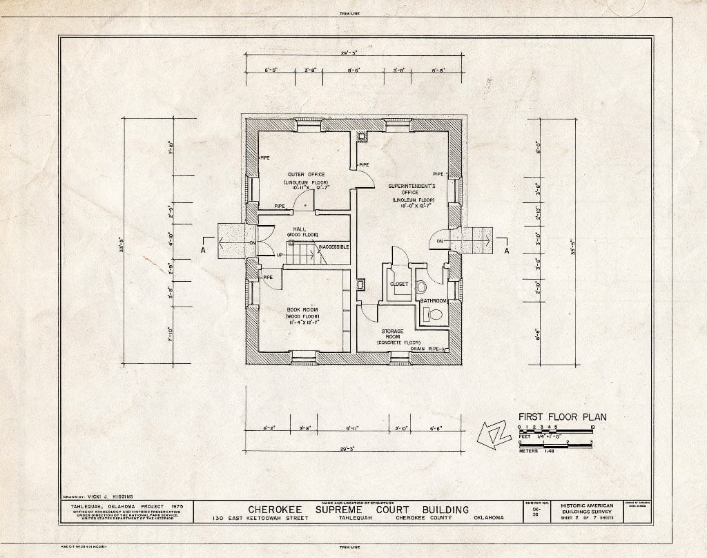 Blueprint HABS OKLA,11-TAHL,3- (Sheet 2 of 7) - Cherokee Supreme Court Building, 130 East Keetoowah Street, Tahlequah, Cherokee County, OK