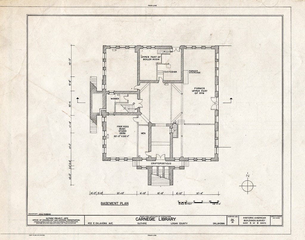 Blueprint HABS OKLA,42-Guth,1D- (Sheet 3 of 8) - Carnegie Library, 402 East Oklahoma Avenue, Guthrie, Logan County, OK