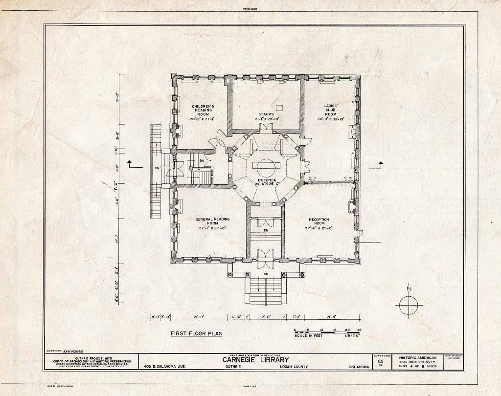 Blueprint HABS OKLA,42-Guth,1D- (Sheet 4 of 8) - Carnegie Library, 402 East Oklahoma Avenue, Guthrie, Logan County, OK