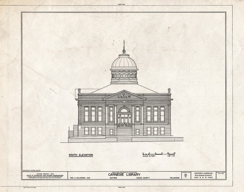 Blueprint HABS OKLA,42-Guth,1D- (Sheet 5 of 8) - Carnegie Library, 402 East Oklahoma Avenue, Guthrie, Logan County, OK