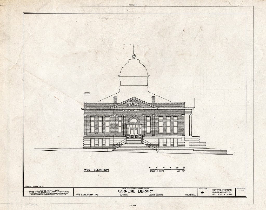 Blueprint HABS OKLA,42-Guth,1D- (Sheet 6 of 8) - Carnegie Library, 402 East Oklahoma Avenue, Guthrie, Logan County, OK
