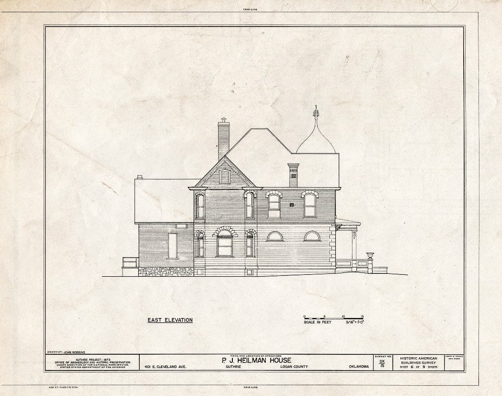 Blueprint HABS OKLA,42-Guth,1E- (Sheet 6 of 9) - P. J. Heilman House, 401 East Cleveland Avenue, Guthrie, Logan County, OK