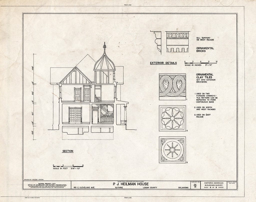 Blueprint HABS OKLA,42-Guth,1E- (Sheet 9 of 9) - P. J. Heilman House, 401 East Cleveland Avenue, Guthrie, Logan County, OK
