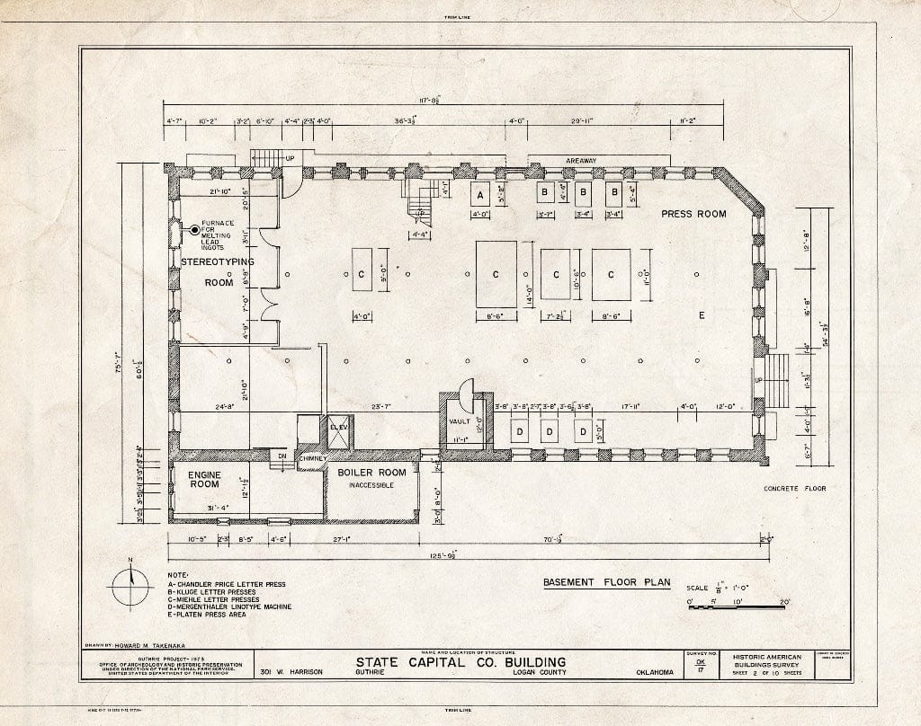 Blueprint HABS OKLA,42-Guth,1G- (Sheet 2 of 10) - State Capitol Company Building, 301 West Harrison Avenue, Guthrie, Logan County, OK