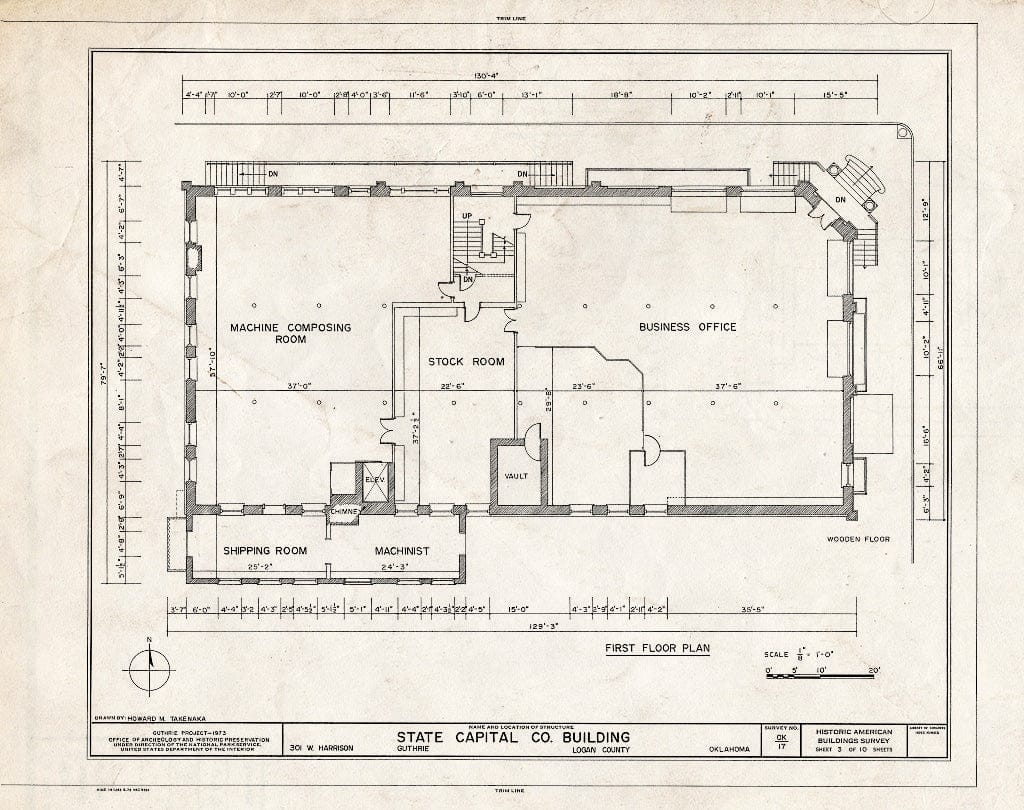 Blueprint HABS OKLA,42-Guth,1G- (Sheet 3 of 10) - State Capitol Company Building, 301 West Harrison Avenue, Guthrie, Logan County, OK