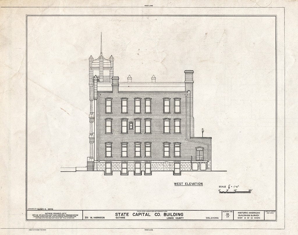 Blueprint HABS OKLA,42-Guth,1G- (Sheet 8 of 10) - State Capitol Company Building, 301 West Harrison Avenue, Guthrie, Logan County, OK