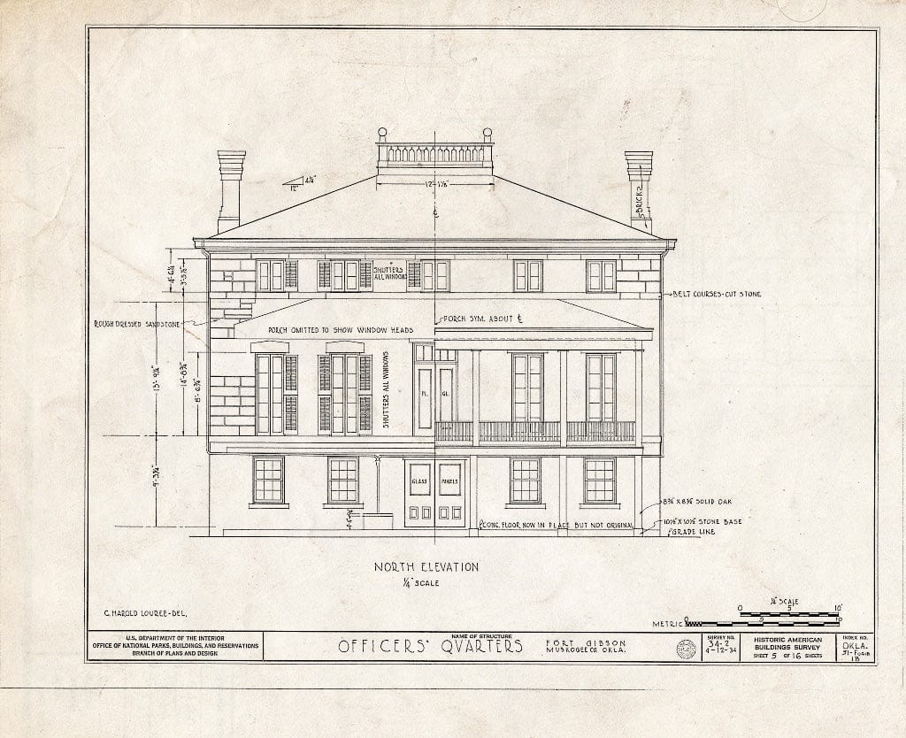 Blueprint HABS OKLA,51-FOGIB,1B- (Sheet 5 of 16) - Fort Gibson, Commanding Officer's Quarters, Coppinger Avenue, Fort Gibson, Muskogee County, OK
