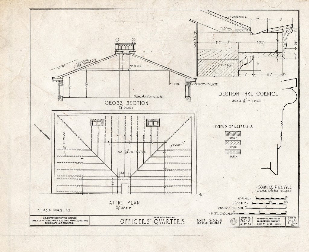 Blueprint HABS OKLA,51-FOGIB,1B- (Sheet 7 of 16) - Fort Gibson, Commanding Officer's Quarters, Coppinger Avenue, Fort Gibson, Muskogee County, OK